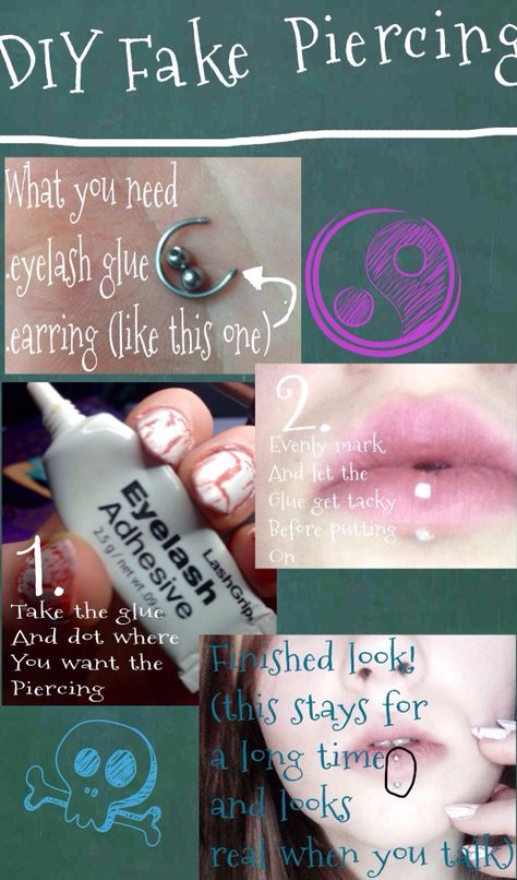 (EASY!!) DIY Fake Piercing Fake Piercings Diy, Grunge Accessories, 31 Gifts, Eyelash Glue, Diy Jewelry Projects, Fake Piercing, Cosplay Tips, Cosplay Tutorial, Septum Piercing