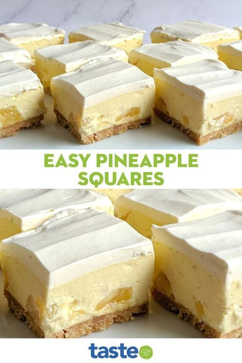 Pineapple Squares, Pineapple Dessert Recipes, Pineapple Desserts, Lemon Bar, Condensed Milk Recipes, Square Recipes, Brown Spots Removal, Slices Recipes, 140 Pounds