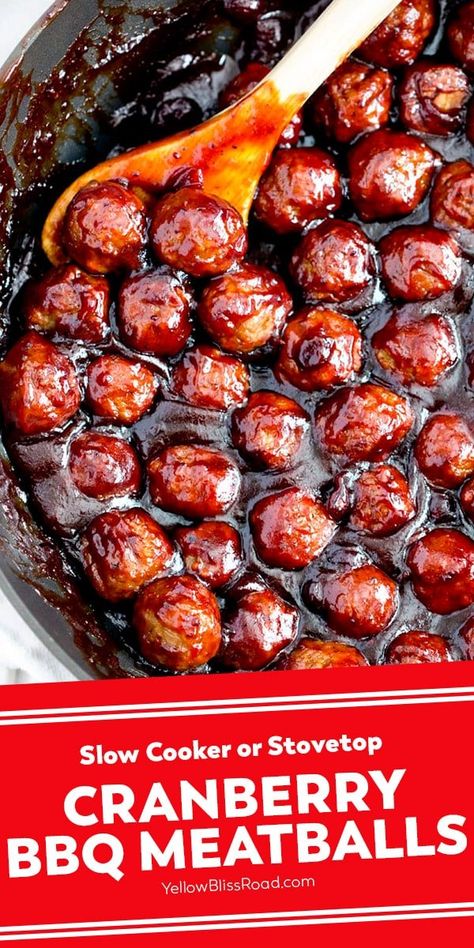 Cranberry BBQ Meatballs are easy to make and require just three simple ingredients. Make them on the stovetop or in the crockpot. Cranberry Bbq Meatballs, Easy Holiday Appetizers, Spicy Bbq Sauce, Cranberry Meatballs, Bbq Meatballs, Holiday Appetizers Easy, Spicy Appetizers, Appetizer Meatballs, Meatball Recipes Easy