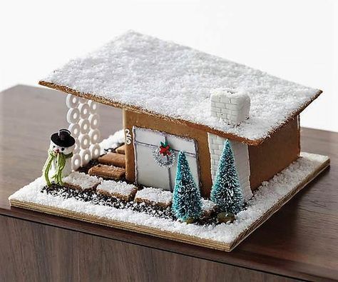 Mid-century Gingerbread houses  - Album on Imgur Modern Gingerbread House, Ginger Bread House Diy, Gingerbread House Parties, Gingerbread House Designs, Gingerbread Party, Gingerbread Diy, Gingerbread Village, Gingerbread House Decorations, Candy House