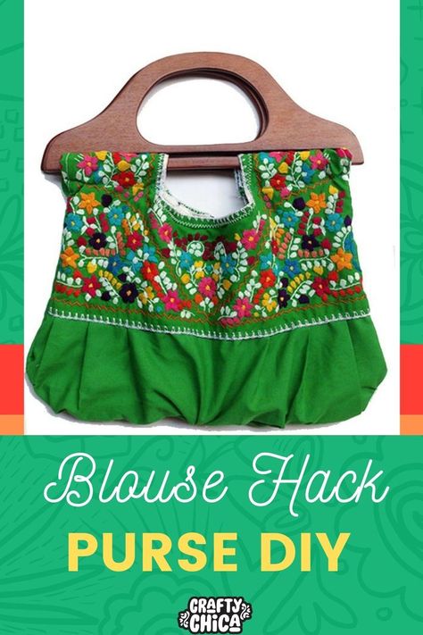 Purse Upcycle, Make A Purse, Latina Style, Upcycled Purse, Mexican Shirt, Painted Purse, Mexican Embroidered Dress, Mexican Shirts, Mexican Embroidery