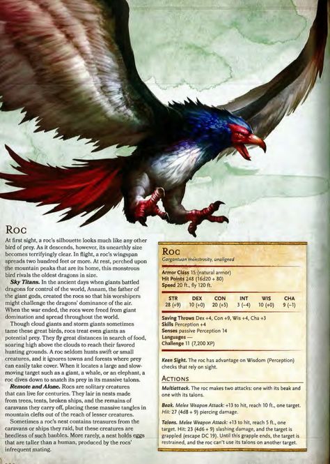 Roc 5e Roc Dnd 5e, Dnd Roc Bird, Roc Mythical Bird, Dnd Bird Monster, Roc Bird, Homebrew 5e, Creatures Mythical, Dnd Encounters, Dungeons And Dragons Races