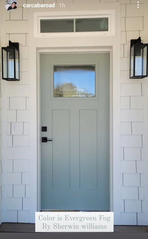 Green Gray Front Door, Mint Green Front Door, Gray Front Door, Green Front Door, Front Door Paint, Green Front Doors, Door Paint, Farmhouse Door, Farmhouse Doors