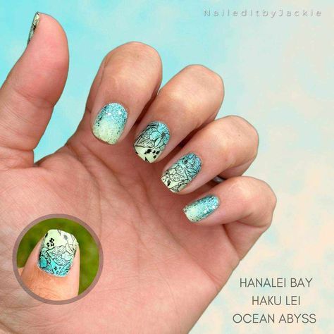 Color Street Haku Lei, Hanalei Bay Color Street Combo, Color Street Ocean Abyss, Haku Lei Color Street, Ocean Abyss, Haku Lei, Mixed Mani, Hanalei Bay, Awesome Nails