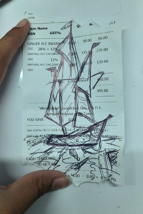 Doodle On Receipt, Drawing On Bill Receipt, Bill Drawing Aesthetic, Drawing On Receipt, Receipt Painting, Receipt Drawing, Small Sketches Doodles, Bill Drawing, Receipt Art