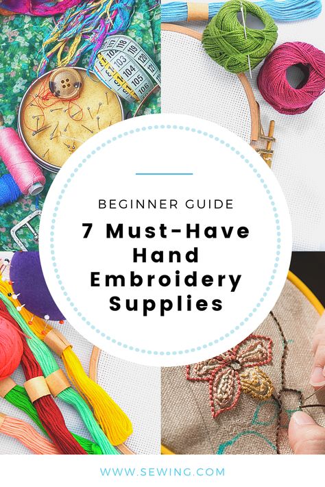 With this complete list of basic and essential embroidery supplies and tools, you’ll be finishing off masterpieces in no time. Learn which tools and materials you must have to get started in this wonderful hobby. #embroidery #embroideryprojects #sewing Tools For Embroidery, Organize Embroidery Supplies, Embroidery Set Up, Embroidery Tools For Beginners, Embroidery Must Haves, Embroidery Tools And Materials, Embroidery Kits For Sale, Beginning Embroidery, Embroidery Floss Crafts