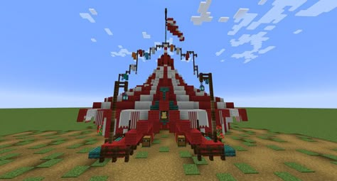 Circus Minecraft Ideas, Minecraft Clown Build, Carnival Minecraft Ideas, Circus Minecraft Build, Circus Tent Minecraft, Carnival Minecraft, Minecraft Carousel, Minecraft Circus Tent, Minecraft Theme Park Ideas