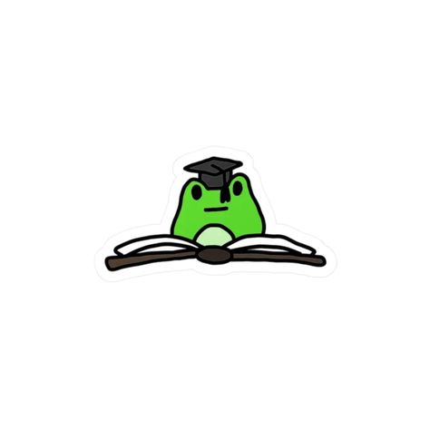 Scholar Frog Sticker $6.99 Study Stickers Student, Frog Graduation, French Frog, Graduation Drawing, Frog Stickers, Grad Student, April 22, Character Sketch, Sticker Shop