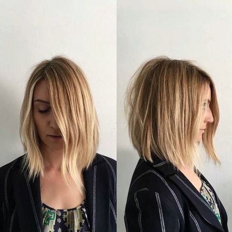 This Blonde Messy Textured Bob with Invisible Layers is a great cut for someone seeking versatility. This shoulder length bob can be styled sleek and straight, with textured waves or curls, or with a simple blowout for body and movement. It is also long enough to create updos and braids. Styling tips for this long bob and other similar medium length haircuts, lobs, and hair color ideas can be found at Hairstyleology.com Invisible Layers Haircut, Latest Hairstyles For Men, Invisible Layers, Layers Haircut, Texture Spray, Shoulder Length Bob, Textured Bob, Lob Hairstyle, 9k Followers