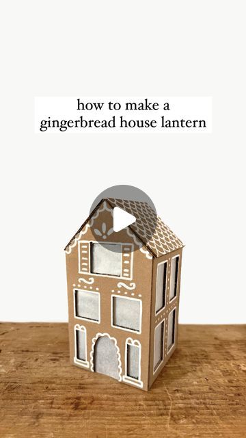 Diy Paper Houses Christmas, Gingerbread House Box Ideas, How To Make Gingerbread House, Cardboard Gingerbread House Diy, Gingerbread House Cardboard, Christmas Lantern Diy, Gingerbread Lantern, Papercraft House, Diy Cornstarch