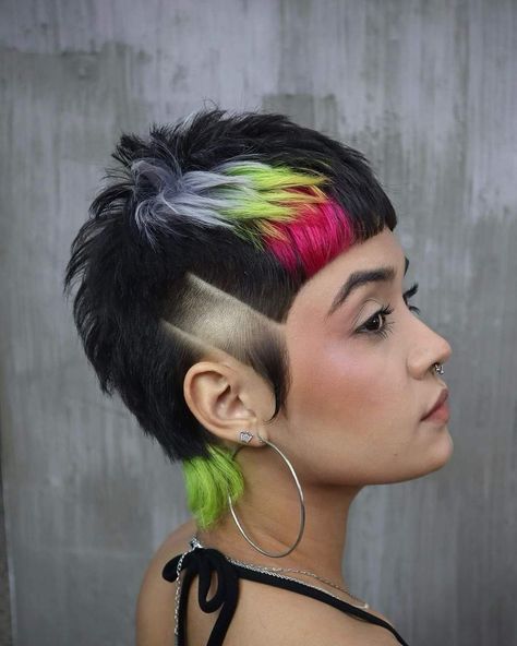 Alternative Hairstyles, Creative Haircuts, Shaved Pixie, Funky Short Hair, Rainbow Hair Color, Creative Hair Color, Dyed Red Hair, Men Hair Color, Extreme Hair