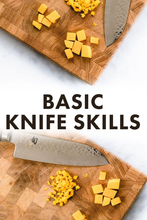 Want to hone your basic knife skills? This video tutorial shows you how to hold a knife, choose the best chef knife, and cut 18 fruits and vegetables! #knifeskills #cut #howto #diy #dice #mince #bestknife #chefknife Knife Skills Tutorials, Culinary Basics, Basic Knife, Diy Dice, Best Chefs Knife, Cooking Oatmeal, Knife Skills, Knife Roll, Knife Skill