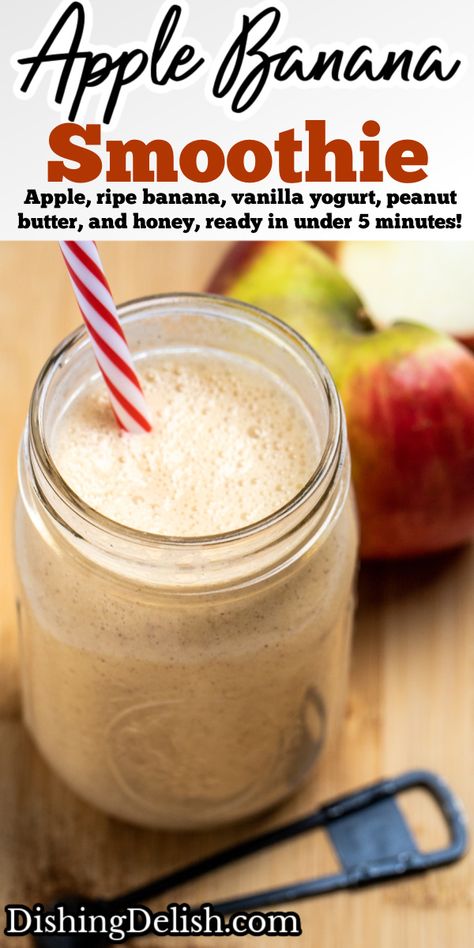 Apple Banana Smoothie, Morning Smoothie Recipes, Peanut Butter And Honey, Banana Apple Smoothie, Apple And Peanut Butter, Peanut Butter Smoothie, Frozen Cherries, Peanut Butter Powder, Peanut Butter Protein