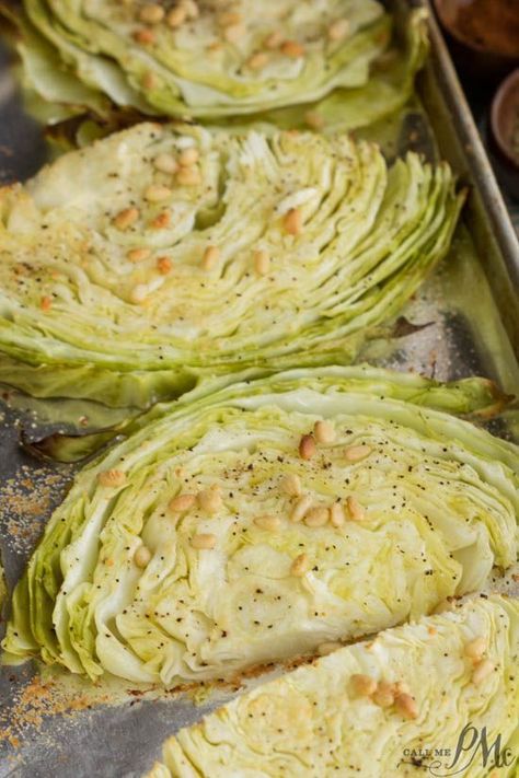 Vegetable recipe. Parmesan Roasted Cabbage with Pine Nuts recipe makes a healthy, easy, and flavorful side dish. Pine Nut Recipes, Vegetable Recipe, Roasted Cabbage, Healthy Side Dish, Healthy Side, Veggie Side Dishes, Cabbage Recipes, Healthy Sides, Makanan Diet