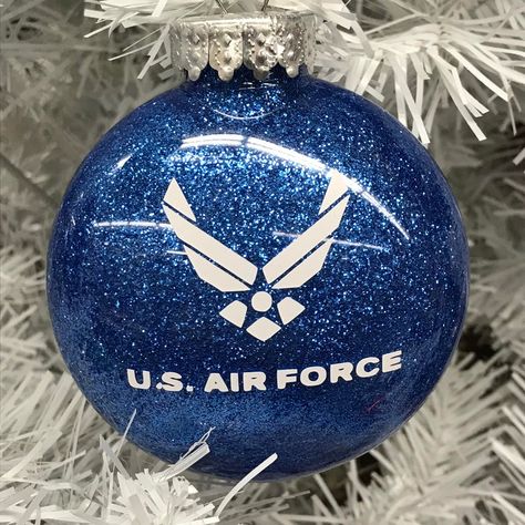 Military Crafts, Military Christmas, Farmhouse Christmas Ornaments, Military Branches, Clear Ornaments, Homemade Christmas Decorations, Family Ornaments, Black Christmas Trees, Cool Christmas Trees