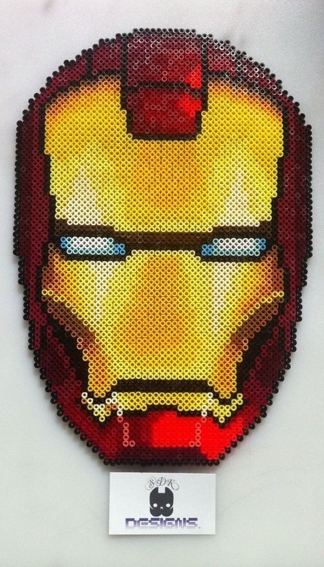 Iron man face Avengers Perler, Beads Perler, Perler Designs, Iron Man Helmet, Perler Creations, Pixel Beads, Perler Ideas, Hamma Beads, Art Perle