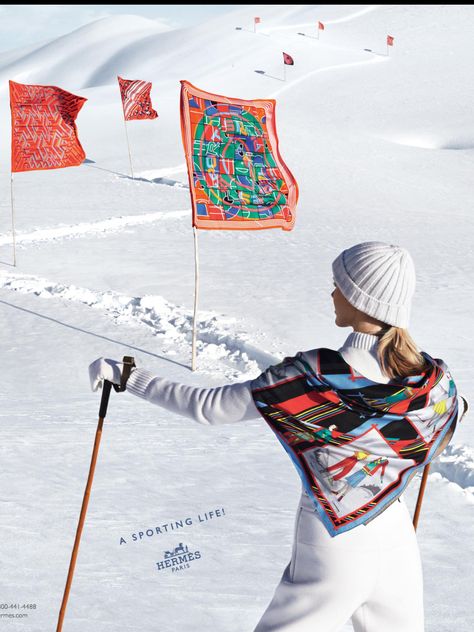 Hermes sports Scarf Display, Ski Bunnies, Luxury Ski, It Bag, Snow Bunnies, 3d Studio, Ski Fashion, Winter Sport, Hermes Scarf