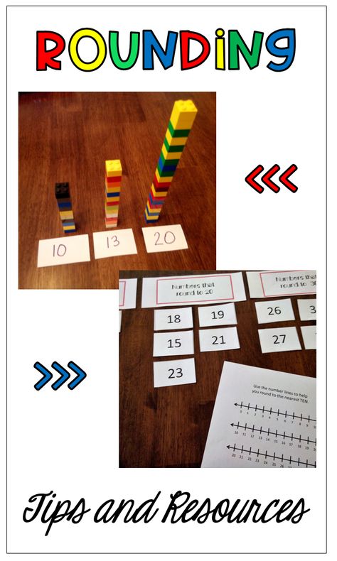 Tips and resources for teaching your students to round. Hands on activities, legos, place value blocks, number lines, sorting, rounding to tens, round, estimate. Engaging activities for math. Hands On Rounding Activities, Maths Interventions, Rounding Numbers Activities, Rounding Games, Rounding Activities, Teaching Rounding, Place Value Blocks, Numbers Activities, Rounding Numbers