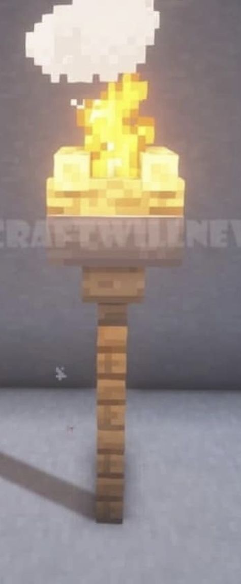 Minecraft Tiki Torch, Minecraft Torch Ideas, Minecraft Random, Minecraft Torch, Minecraft Lamp, Village Minecraft, Mc Builds, Fire Torch, Tiki Statues