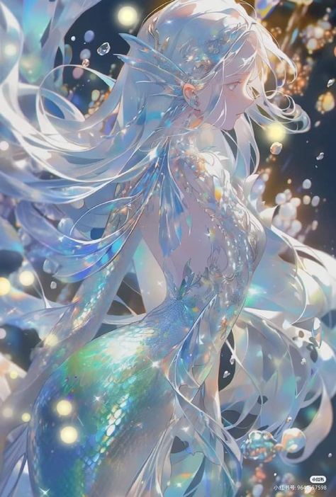 Female Mermaid Art, Siren Oc Art Female, Mermaid Oc Girl, Siren Fantasy Art, Futuristic Mermaid, Siren Oc Art, Anime Mermaid Female, Female Siren, Siren Fanart