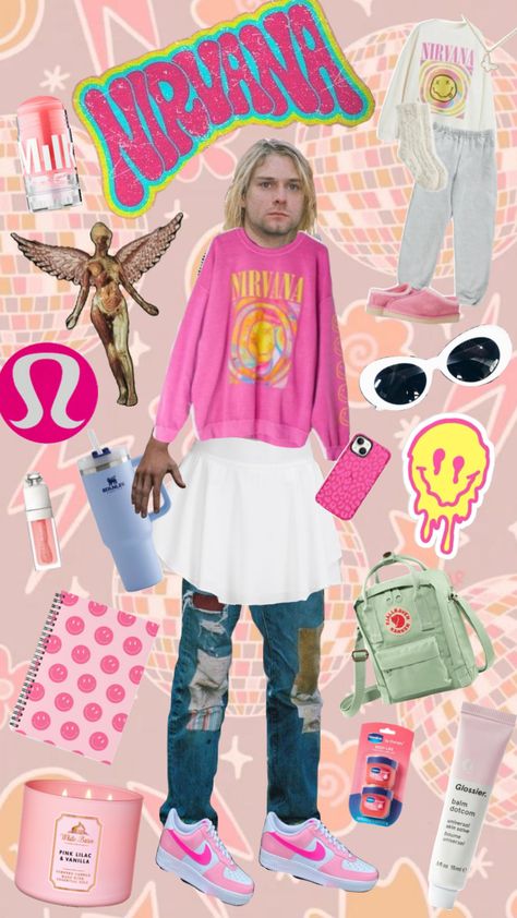 Preppy Kurt Cobain #preppy #preppyaesthetic #nirvana #nirvanasweatshirt #lululemon #aesthetic Preppy Nirvana, Lululemon Aesthetic, Nirvana Sweatshirt, Shuffles Preppy, Aesthetic Shuffles, Preppy Sweatshirts, Nirvana Kurt Cobain, Nirvana Kurt, Balm Dotcom