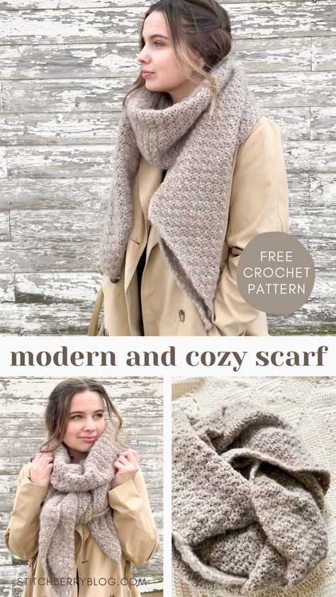 Bulky Cowl Crochet Pattern, Chunky Scarf Pattern Crochet, Crochet Cowl Scarf Pattern, Crochet Fashion Scarf Pattern Free, Solid Crochet Scarf, Large Scarf Pattern, Bernat Blanket Scarf Crochet, Crochet Cashmere Scarf Pattern, Crochet Modern Scarf