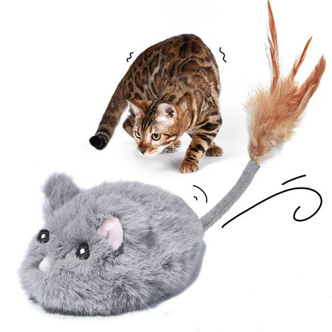 Pawthquake Interactive Cat Mouse Toy,Automatic Robotic Mice Toy with Feather Wand,Electronic Electric Ball Toy for Indoor Cat Feather Wand, Cat Toy Mouse, Robot Cat, Cat Run, Mouse Toy, Kitten Toys, Indoor Cats, Interactive Cat Toys, Kitty Games