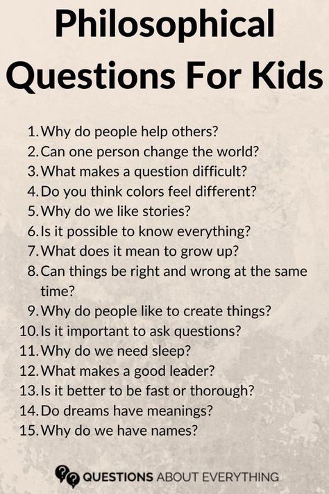 #Interesting #Philosophical #Questions #for #Kids Philosophy Questions, Fun Questions For Kids, Life Skills Kids, Questions For Kids, Kids Questions, Philosophical Questions, Parenting Knowledge, Mindfulness For Kids, Conscious Parenting