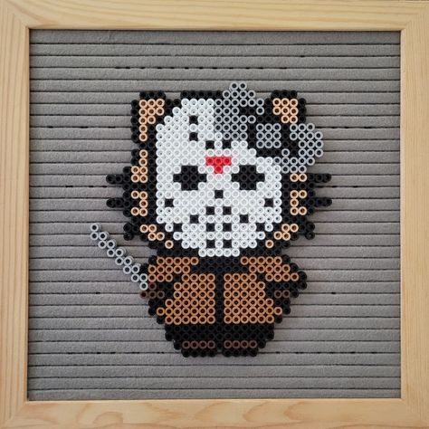 Hello Kitty Halloween Perler Beads, Gothic Perler Beads, Seed Bead Crafts Diy, Frog Perler Beads, Horror Perler Beads, Hello Kitty Frog, Perler Bead Crafts, Halloween Perler, Perler Bead Mario