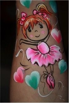 Ballerina Face Paint, Painted Tattoos, Face Painting Images, Cheek Art, Arm Painting, Body Rock, Disney Paintings, Kids Face Paint, Peppa Pig Party