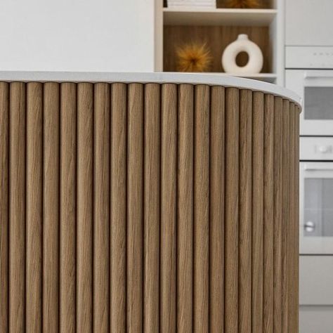 The Maker Designer Kitchens on Instagram: "Polytec STECCAWOOD adds a warm and rich texture to your kitchen. ⁠ ⁠ Applied in either a vertical or horizontal setout these prefinished circular battens bring strong lines and beautiful texture to your⁠ kitchen design.⁠ ⁠ STECCAWOOD looks stunning when used only on curved sections or run it all the way round your island for the ultimate luxury look.⁠ ⁠ Link in bio to view all images from this project." Polytec Steccawood, Designer Kitchens, Luxury Look, Run It, The Maker, Beautiful Textures, Rich Textures, All The Way, Link In Bio