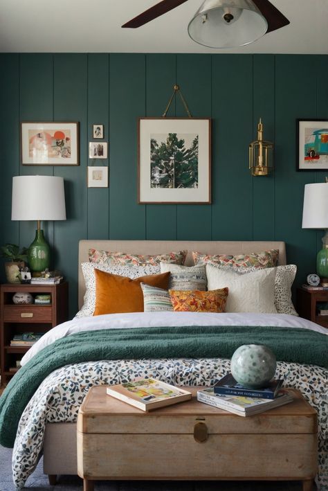 Discover cost-effective tips to refresh your bedroom's color palette easily. Elevate your space with savvy, wallet-friendly flair.
#ad  


#Colortrend
#wallpaint2024
 #color2024
 #DIYpainting
 ##DIYhomedecor
 #Fixhome Benjamin Moore Blue Spruce, Color Scheme Painting, Dark Green Home, Blue Green Bedrooms, Guest Room Colors, Benjamin Moore Blue, Modern Bedroom Colors, Moody Home Decor, Solid Wood Kitchen Cabinets