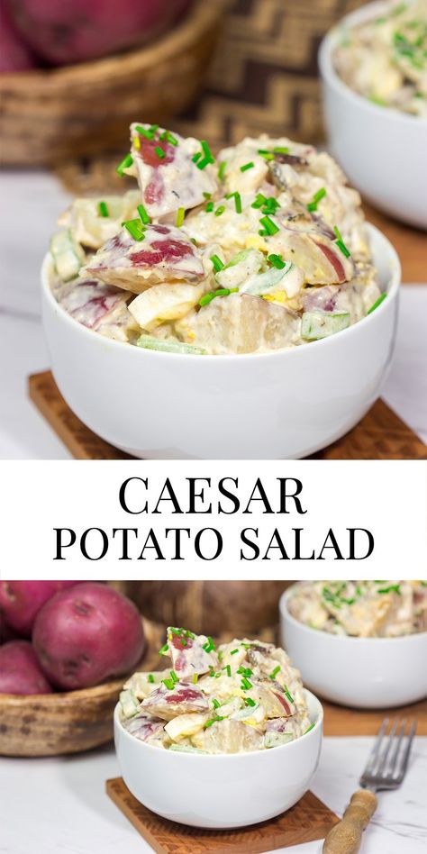 Caesar Potato Salad Caesar Potato Salad, Creamy Caesar Salad, Red Potato Salad Recipe, Red Potato Salad, Creamy Salad Dressing, Summer Side Dish, Caesar Salad Dressing, Summer Side Dishes, Soup Dinner