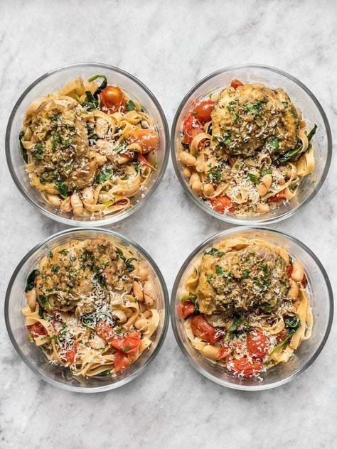 This Herb Butter Chicken Meal Prep covers all the bases (meat, carb, vegetable, and FLAVOR) with just two easy recipes. BudgetBytes.com Butter Chicken Meal Prep, Herb Butter Chicken, White Bean Pasta, Individual Meals, Tuscan White Bean, Single Serve Meals, Winter Meals, Budget Bytes, Meal Prep Plans