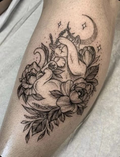 Pet Memorial Tattoo, Kitty Tattoo, Cat Tattoo Designs, Cat Tattoos, Memorial Tattoo, Flowers Tattoo, Nature Tattoos, Simplistic Tattoos, Piercing Tattoo