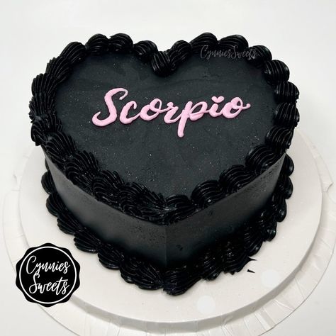 Black Heart Birthday Cake Aesthetic, Black Glitter Cake Birthday, Scorpio Cake Birthdays Aesthetic, Black Valentines Cake, Black Scorpio Cake, Black Heart Shaped Birthday Cake, Black Heart Cake With Glitter, Pink And Black Heart Cake, Scorpio Heart Cake