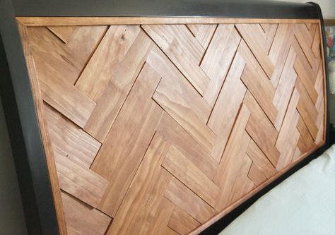 Custom Wooden Headboard, Diy Mcm King Headboard, Diy Headboard Herringbone, Diy Plywood Headboard Ideas, Herringbone Headboard Diy King, Woodworking Headboard, Headboard Herringbone, Modern Headboard Ideas, Diy Herringbone Headboard