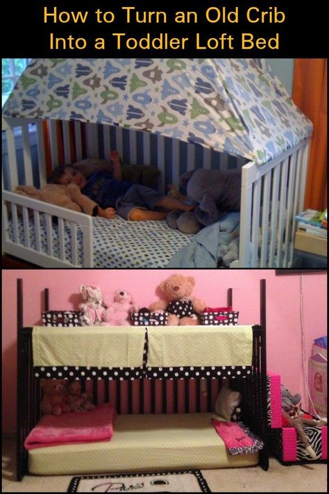 This Old Crib Turned Into a Toddler Bed is a Great Addition to Your Kids Room Reuse Cribs, Crib Repurpose, Ikea Toddler Bed, Crib Makeover, Crib Tent, Toddler Loft Beds, Rooms Inspiration, Diy Toddler Bed, Crib To Toddler Bed