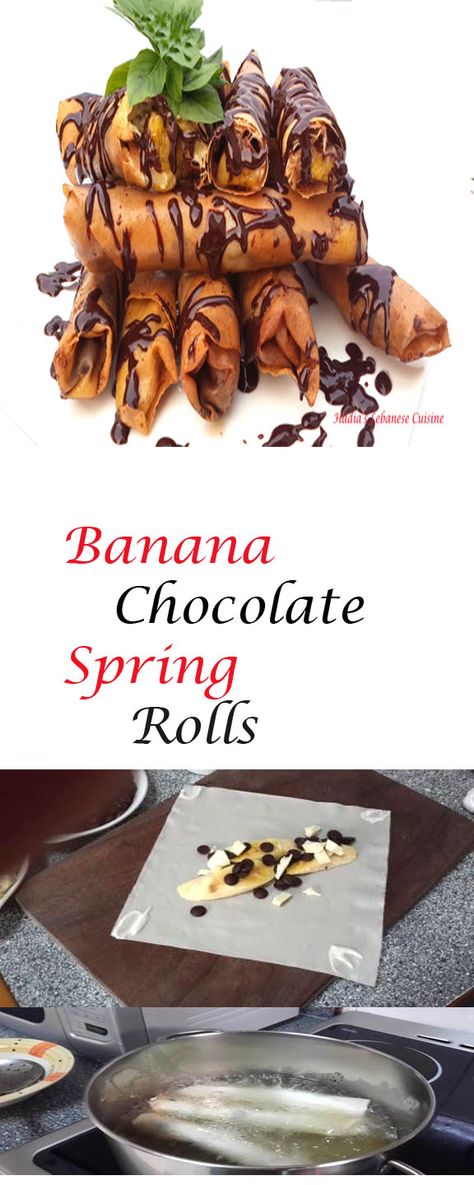 This is really a terrific treat for chocolate banana lovers! If you are anything like me, you will love these.  If not or If you think that bananas and chocolate could not go together as a filling for spring rolls, I am here to tell you that you are wrong and you don’t know what you are missing. Banana Nutella, Microwave Cooking, I Am Here, House Kitchen, Chocolate Banana, Spring Rolls, Fruit Desserts, Processed Food, Food Bloggers