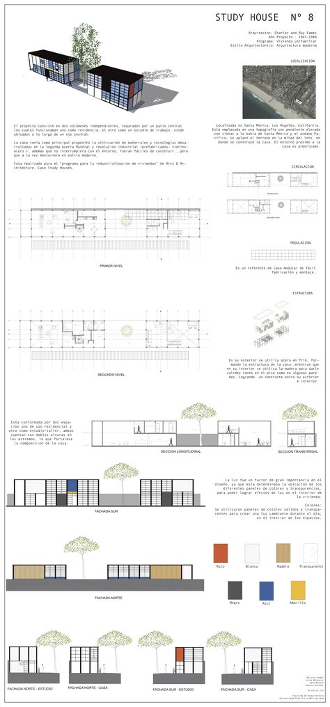 Vivienda Unfamiliar  Estudio de Caso - Study House Nº 8, Charles and Ray Eames Los Angeles, California Ray And Charles Eames House, Charles And Ray Eames House, Eames Case Study House, Case Study House No. 8, The Eames House, Eames House Plan, Charles Eames House, Eames Architecture, Eames House Interior