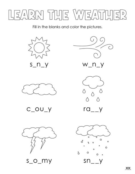 Weather Kindergarten Activities, Summer Program Activities, Weather Esl, Weather Kindergarten, Weather Unit Study, Weather Worksheets, Study Activities, Coloring Worksheet, Weather Unit