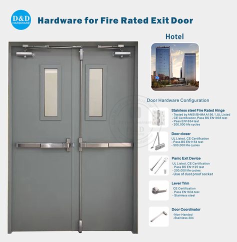 What are requirements for a fire rated door hardware? - D&D HARDWARE Fire Exit Door, Fire Doors Design, Fire Rated Doors, Hospital Door, Wired Glass, Fire Door, Doors Design, Door Fittings, Door Detail