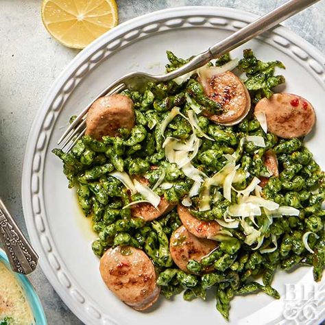 Best Spinach Recipes, White House Kitchen, Sausage And Beans, German Spaetzle, Spinach Sausage, Methi Recipes, Spaetzle Recipe, Sausage And Spinach, Fall Eats