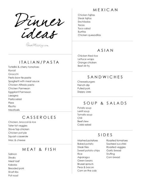 Dinner Idea List, Meal Planning Menus, Monthly Meal Planning, Family Meal Planning, Idee Pasto, Dinner Plan, Läcker Mat, Family Meal, Dinner Idea