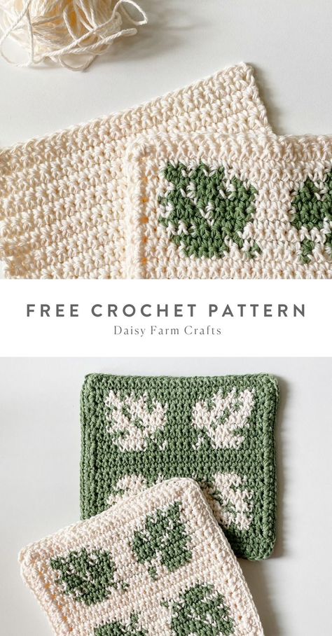 Easy Practical Crochet Projects, Tapestry Crochet Potholder, Crochet Binnie Free Pattern, Botanical Crochet Pattern, Cottage Core Alpha Pattern, Pot Holders Crochet Pattern Free, Crochet Pot Holder Free Pattern, Homestead Crochet Projects, Tapestry Crochet Squares