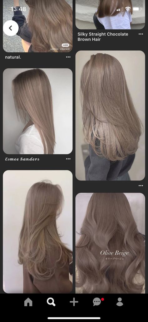 Bone Hair Color, Milktea Ash Color Without Bleach, Vanilla Chai Hair Color, Dark Milk Tea Hair Color, Milk Beige Hair Color, Milky Brown Hair, Milk Tea Brown Hair, Milk Tea Hair Color, Beige Hair Color