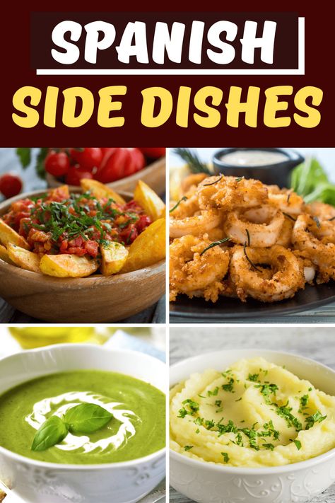 Looking for authentic Spanish side dishes to jazz up your meal? From rice to potatoes to bean salad, these easy recipes are guaranteed to satisfy! Spanish Sides Dishes Veggies, Latin Side Dishes, Argentina Side Dishes, Cuban Side Dishes, Portuguese Side Dishes, Spanish Vegetables Side, Side Dishes For Mexican Food, Hispanic Side Dishes, Spanish Recipes Authentic