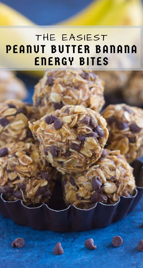 Banana Energy Bites, Banana Energy, Peanut Butter Energy Bites, Energy Bites Recipes, No Bake Energy Bites, Cookies Healthy, Cookies Gluten Free, Energy Ball Recipe, Banana Bites