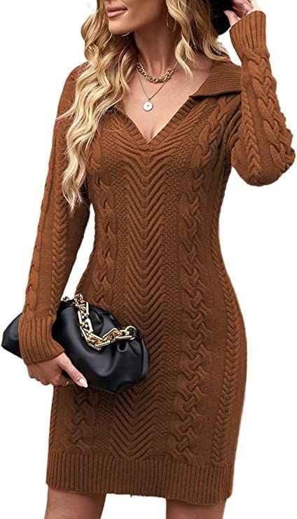 V Neck Elasticity Slim Dress for an extra 30% OFF C0UPON!! Comment below if you scored & share with a friend!! 👉#ad As an Amazon Associate, I earn from qualifying purchases. Product prices and availability are accurate as of the date/time posted and are subject to change. Limited time only #amazon #amazondeals #amazonprime #amazonsellers #dealoftheday #couponing Chic Bodycon Dress, Bodycon Sweater, Bodycon Sweater Dress, Cable Knit Sweater Dress, Chunky Cable Knit, Fitted Mini Dress, Slim Dress, Knitted Bodycon Dress, Neck Bodycon Dress