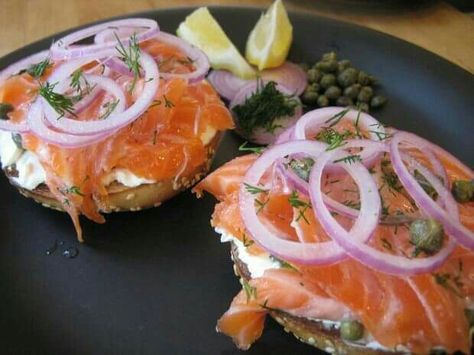 Grav Lox Recipe, Nova Lox Recipe, Lox Sandwich, Bagel Lox, Brunch Treats, Lox Recipe, Lox Bagel, Salmon Lox, Lox And Bagels